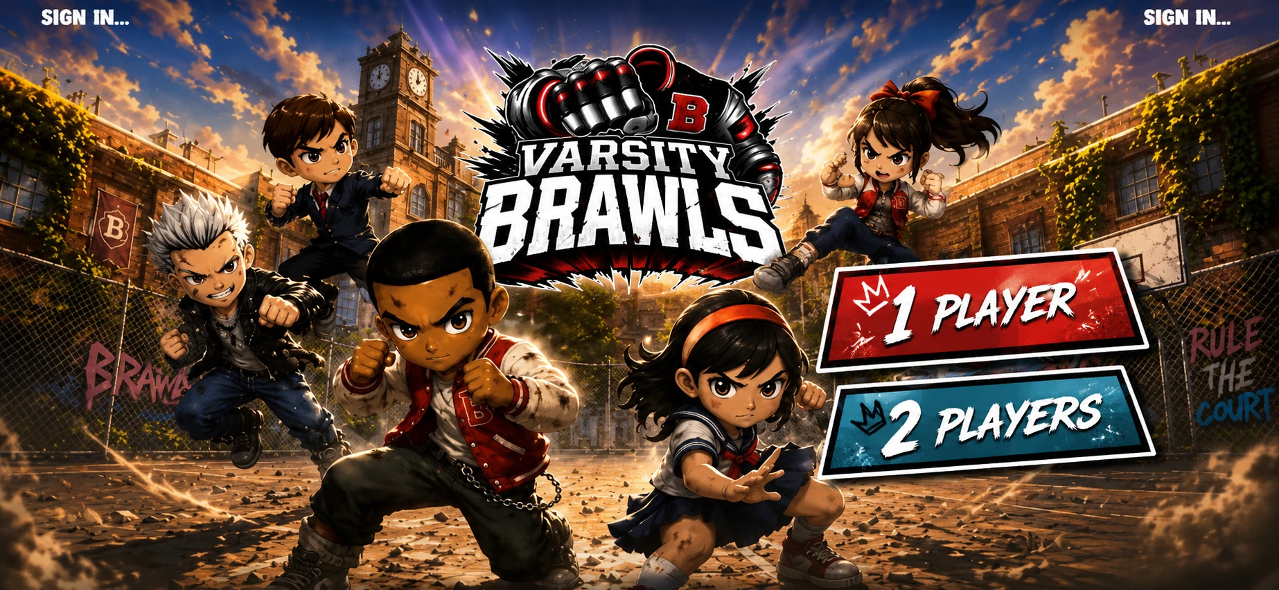 Varsity Brawls title artwork with schoolyard rivals